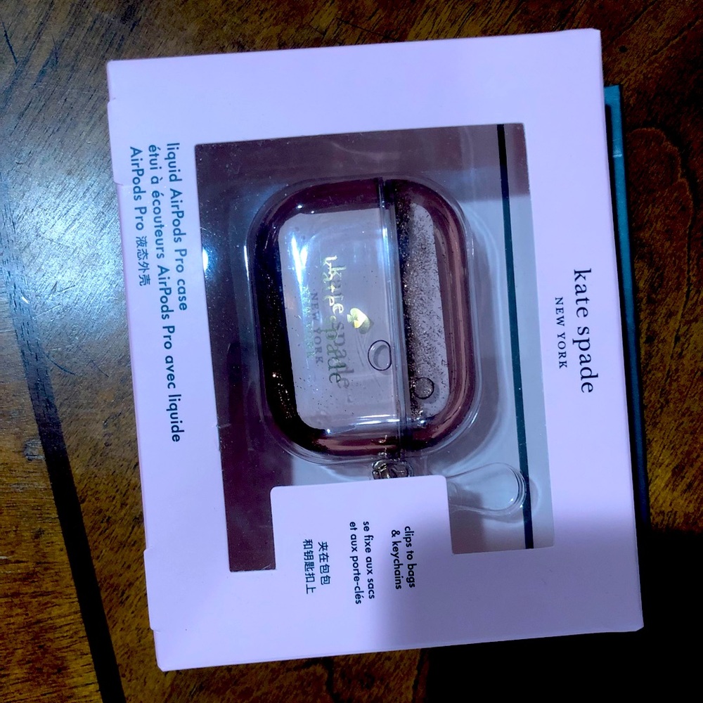 KATE SPADE AIR POD PLUS CASE PINK GLITTER